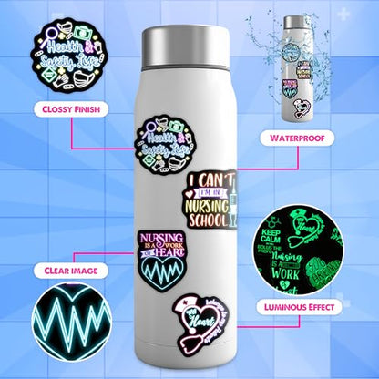 50 Pcs Glow in The Dark Mental Health Neon Stickers - color: Luminescent-164kshr