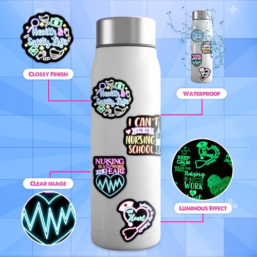 50 Pcs Glow in The Dark Mental Health Neon Stickers - color: Luminescent-164kshr