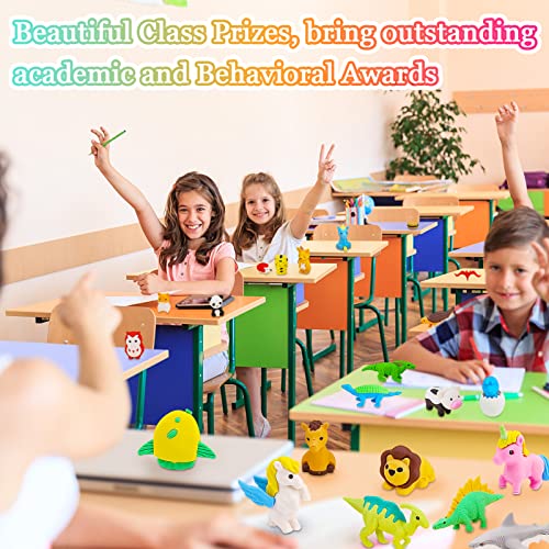 URSKYTOUS 60Pcs Animal Erasers Desk Pets for Kids,Classroom Prizes - style: 60Pcs