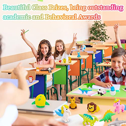 URSKYTOUS 60Pcs Animal Erasers Desk Pets for Kids,Classroom Prizes - style: 60Pcs
