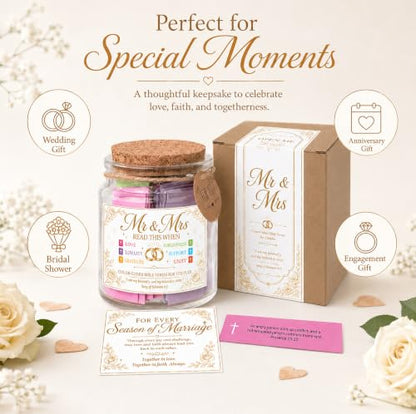 Mr and Mrs Bible Verse Jar, Christian Wedding Gifts for Couples, Gifts for Couple - color: Mr & Mrs