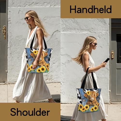 Bible Tote Bags For Women Religious Church Bag Christian Tote Bags Inspirational For Women Organizer Christian Gift - color: Highland Cow