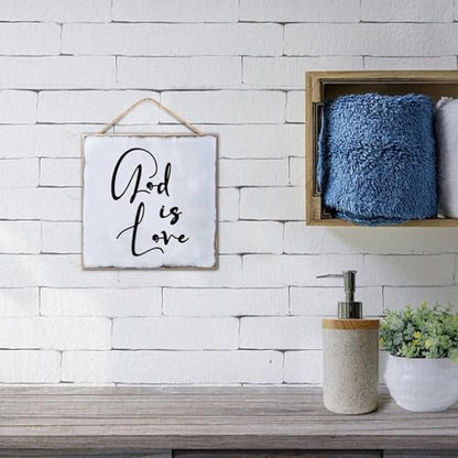 Bible Verse Sign God Is Love Wooden Quote Sign 12x12 Bible Verse Sign Inspirational Christian Gifts Religious Sign Rustic Wood Hanging Sign for Home Bedroom Living Room Wooden Poster - color: Wooden Color-style-3