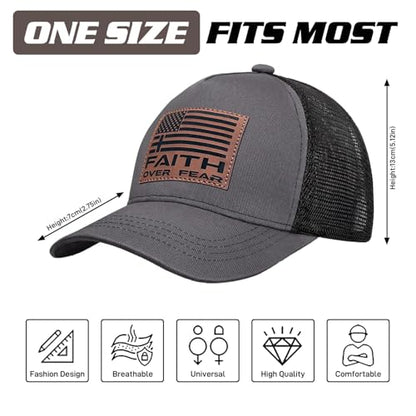 Christian Hats for Men Women, Faith Over Fear Hat - color: Faith Gray