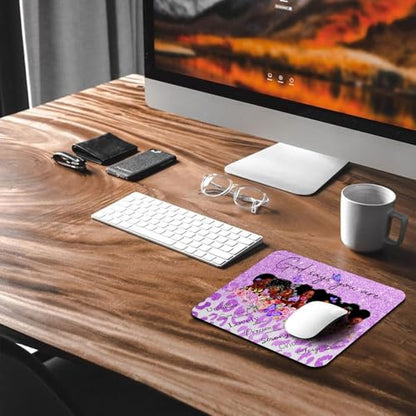 African American God Says You are Mouse Pad, Purple Glitter Cute Desk Mat - color: Pink Grey