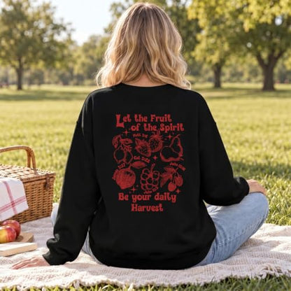 Womens Christian Faith Bible Verse Fruit of The Spirit Sweatshirt - color: Black, size: XX-Large