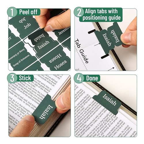 Mr. Pen- Laminated Bible Tabs, 75 pcs, Elegant Green, Easy-to-Read & Apply - color: Elegant Green