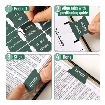 Mr. Pen- Laminated Bible Tabs, 75 pcs, Elegant Green, Easy-to-Read & Apply - color: Elegant Green