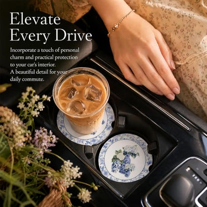 Car Coasters for Cup Holders, Blue and White Porcelain Car Coasters, B15 - color: Chinoiserie