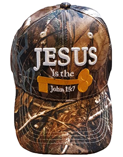 Black Duck Brand 3D Jesus is The Key Embroidered Jesus Christian Ball Cap - color: Camo