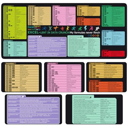 iCasso Excel Cheat Sheet Desk Pad Mat with Excel for Dummies 2025 Book - color: Black