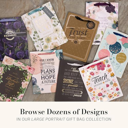 Christian Art Gifts Large Gift Bag with Tissue, Strength & Dignity, Pink - color: Be Still/Multicolor Floral, style: Large Portrait