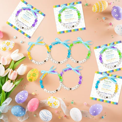 BeYumi Christian Bracelet Craft Kit - 24Pcs DIY Religious Jesus Love You Letter Beads Bracelet with Bible Verse Gift Cards Jesus Faith Craft Kit VBS Week Sunday School Church Party for Kids - style: Jesus Love You