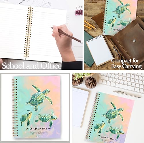 Christian Green Sea Turtle Notebook, Coastal Beach Psalm 93:4 Bible Journal for Women, Sea Turtle Lovers Gifts, Ocean Religious Spiral Notebook Journal 5.5x8.3 - color: Color 20