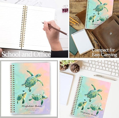 Christian Green Sea Turtle Notebook, Coastal Beach Psalm 93:4 Bible Journal for Women, Sea Turtle Lovers Gifts, Ocean Religious Spiral Notebook Journal 5.5x8.3 - color: Color 20