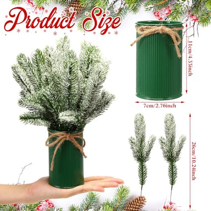 6 Set Christmas Table Centerpieces, Faux Snow Pine Table Decor, Classic - color: Classic