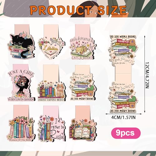 Wxiben Book Lovers Magnetic Bookmark - 9 Pcs Funny Reading Bookmarks Magnets Retro Bookish Floral Book Mark Magnetic Book Mark Page Markers Clip Gifts for Women Men Book Lovers Students Teacher - style: Book Lover