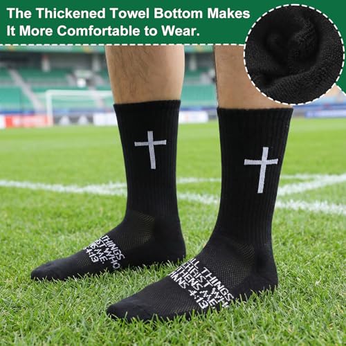 4/6 Pairs Cross Socks Christian Socks with Bible Verse for Church - color: Black, White