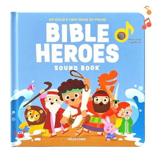 Bible Heroes Christian Sound Books for Kids - 6 Bible Songs for Toddlers – Christian Gifts for Kids - Baby Bible for Baptism, Christening, Dedication Gifts, Sunday School, Preschool Homeschool - color: Bible Heroes