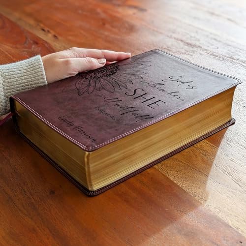 SacredBound Personalized ESV Super Giant Print Bible – Burgundy TruTone Faux Leather | Custom Name Engraved | English Standard Version with 17-Point Font & Full-Color Maps (Sunflower)