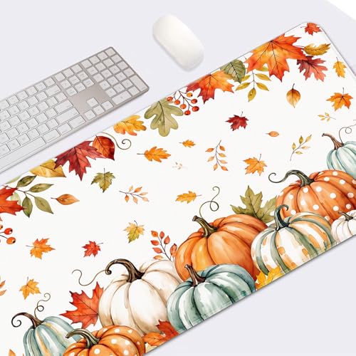 Britimes Large Mouse Pad, Mouse Pad, 31.5 x 15.7 Inch, Fall Pumpkin Leaf - color: Fall Pumpkin Leaf