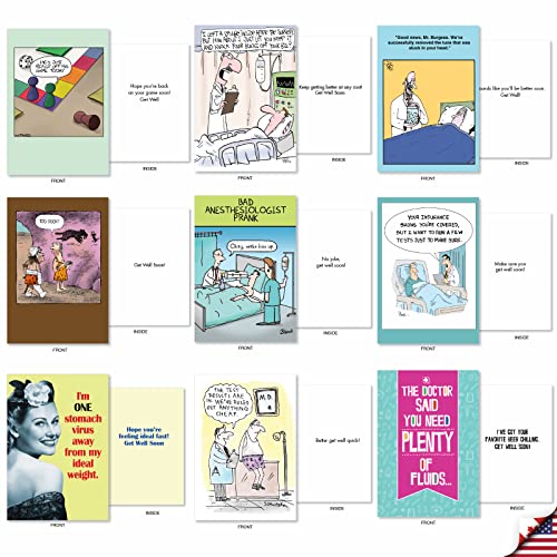 NobleWorks Funny Get Well Cards 36 Assorted Hysterical Bulk Box Set Greeting Cards Envelopes Mix Feel Better Variety Pack for Men, Women (36 Designs, 1 Each) Happy and Healthy AC2798GWG-B1x36 - style: Happy and Healthy