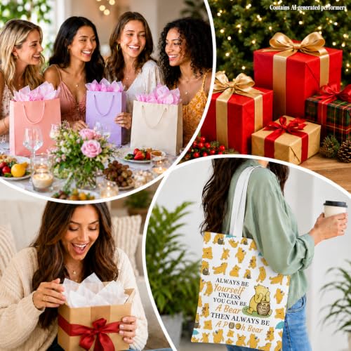 Cute Pooh Bear Aesthetic Reusable Tote Bag, Funny Gifts for Women Friends - color: Yourself