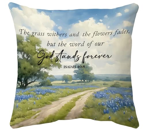 Voatok Christian Bible Verse Pillow Covers 18x18,Rustic Farmhouse Cottagecore Landscape Religious Scripture Decorative Throw Pillow Covers Pillowcases Decorations for Home Bedroom Sofa Bed Couch Decor