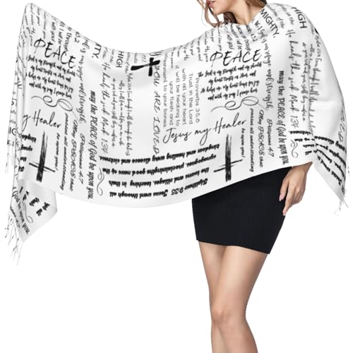 Prayer Shawls and Wraps for Women, Jesus Christian Gifts Bible Scarf Super Soft Fashion Shawl With Tassel - color: Color1