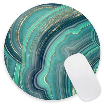 Mouse Pad, Cute Mousepad with Design, Round Luxury Green Marble Mat, Small Non-Slip Rubber Gaming Pads, Office Home Personalized Pad 7.9×7.9×0.12 inches - color: Luxury Green Marble