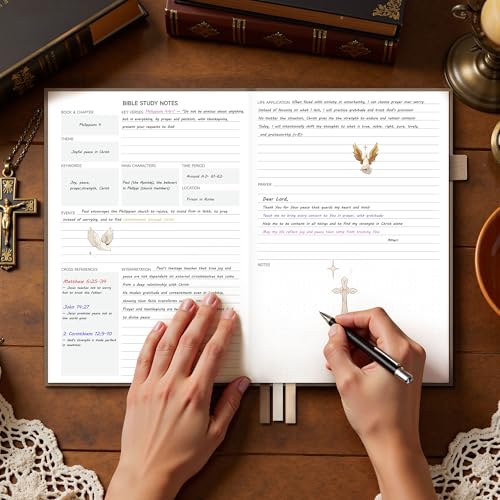 Bible Study Journal & Notebook for Women and Men, 5.8" x 8.3" - color: Brown, size: A5 ( 5.8" x 8.3" )