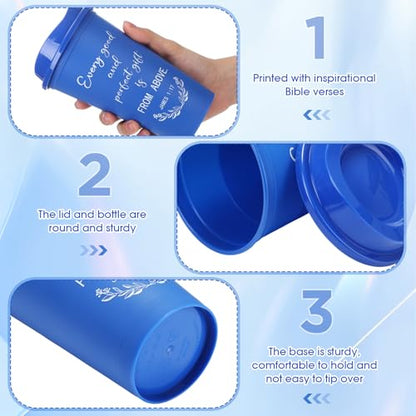 Skylety 20 Pack Christian Gifts Bulk 16oz Bible Verse Tumbler with Lids - color: Royal Blue