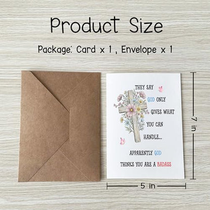 Apparently God Thinks You Are a Badass Christian Card Funny Get Well Cards Heartwarming Encouragement Gift Friend Family Coworker Bestie Faith Prayer