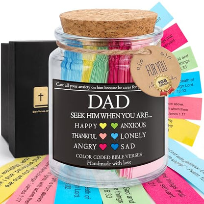 Fathers Day Christian Gift for Dad from Daughter Son, Birthday Gifts for New Daddy Father in law Stepfather Stepdad, Prayer Jar, Hope Jars, Bible Stuff, Scripture Christmas Dad Gift, Bible Jar for Men - style: Dad