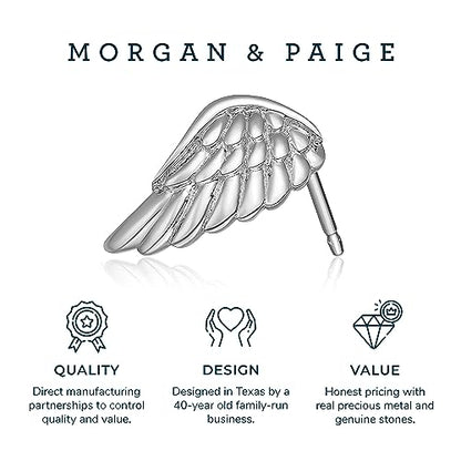 MORGAN & PAIGE Silver Rhodium 14k Rose 18k Yellow Gold Plated Angel Studs - color: Oxidized Silver