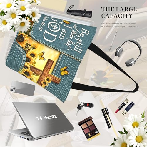 Bible Tote Bags For Women Religious Church Bag Christian Tote Bags Inspirational For Women Organizer Christian Gift - color: Bible Sunflower