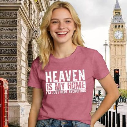 Christian Shirts for Women Bible Verse Faith Heaven is My Home Tee - color: Pink, size: XX-Large