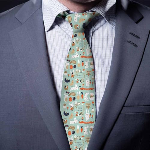 Black Dots Men's Neckties Retro Classic Circle Geometry Men's Tie for Mens Teens Business Work Casual Wedding Party - color: Easter
