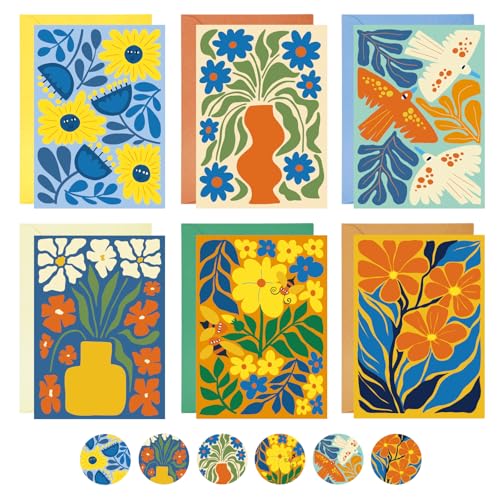 Thboxes Blank Cards and Envelopes, 24 Pack Blank Note Cards, 4x6In - style: Abstract Floral Blank Card