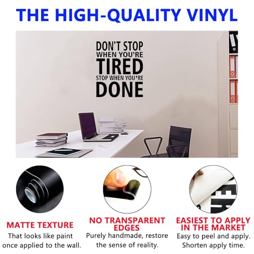 SEATUNE Inspirational Wall Decals for Gym: Motivational Quotes Removable Wall Stickers for Office - Fitness Enthusiasts Entrepreneurs Vinyl - color: Don't Stop When You're Tired, size: Small
