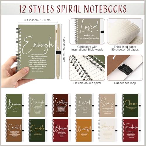 Kosiz 12 Sets Christian Gifts Bulk Prayer Journals Pens, Retro Color - color: Retro Color