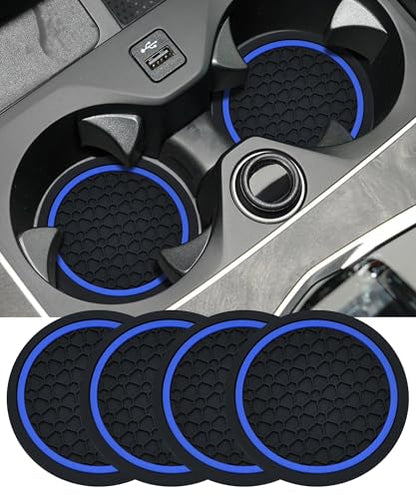 4PCS Car Coasters, Car Accessories Interior, 2.75 Inch Non-Slip Cup Holder Coasters for Most Vehicles (Black&Blue) - color: Black&blue