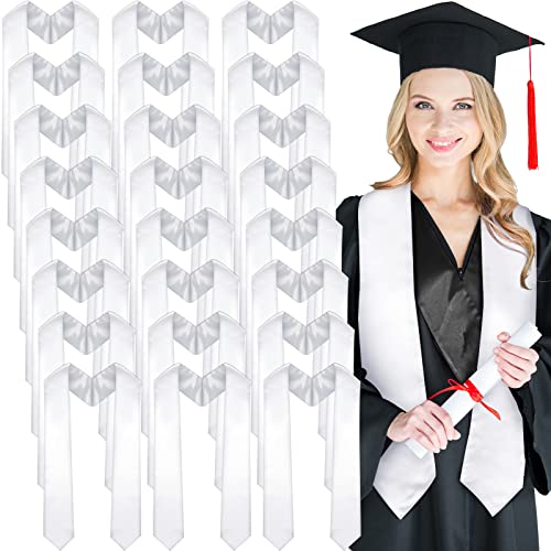 Geyoga 24 Pcs Graduation Stole Bulk Sublimation Blank 70 in - color: White