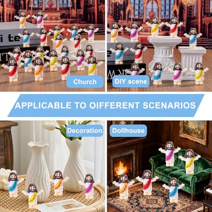 25 Pcs Little Jesus Figures, Mini Jesus Figurines in Bulk for Easter Egg Stuffers Tiny Jesus Figures to Hide and Seek Religious Gifts（5 Colors）