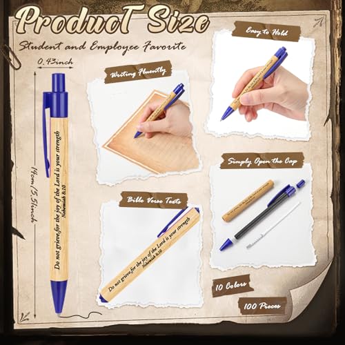 Cholemy 100 Pcs Christian Bible Verse Pens Jesus Inspirational, Colorful - color: Colorful