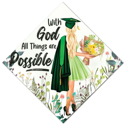Tassel Toppers Woman Custom Graduation Cap, Graduation Cap Topper & Design - color: Black and White