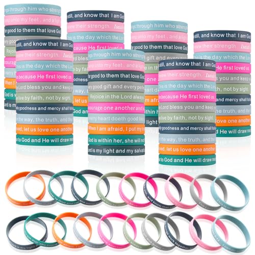 Estune 120 Pcs Bible Verse Bracelets Christian Wristbands, Gray Pink Color - color: Gray Pink Color