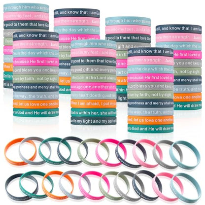 Estune 120 Pcs Bible Verse Bracelets Christian Wristbands, Gray Pink Color - color: Gray Pink Color