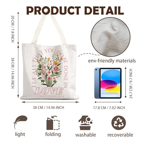 FBB Christian What's the Best that Could Happen Inspirational Tote Bag - color: Corinthians 16:14