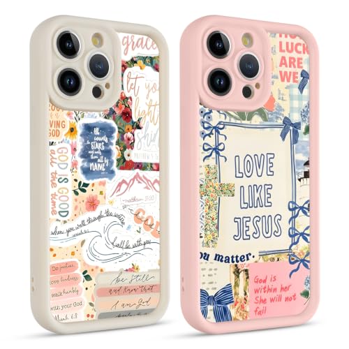 2 Pack Cute Christian Flower Collage Phone Case for iPhone 16 Pro 6.3'', Girly Preppy Jesus Bible Verse with Floral Bow Design, Slim Soft TPU Shockproof Protective Cover for Women Girls - color: Christian Flower Collage, size: iPhone 16 Pro